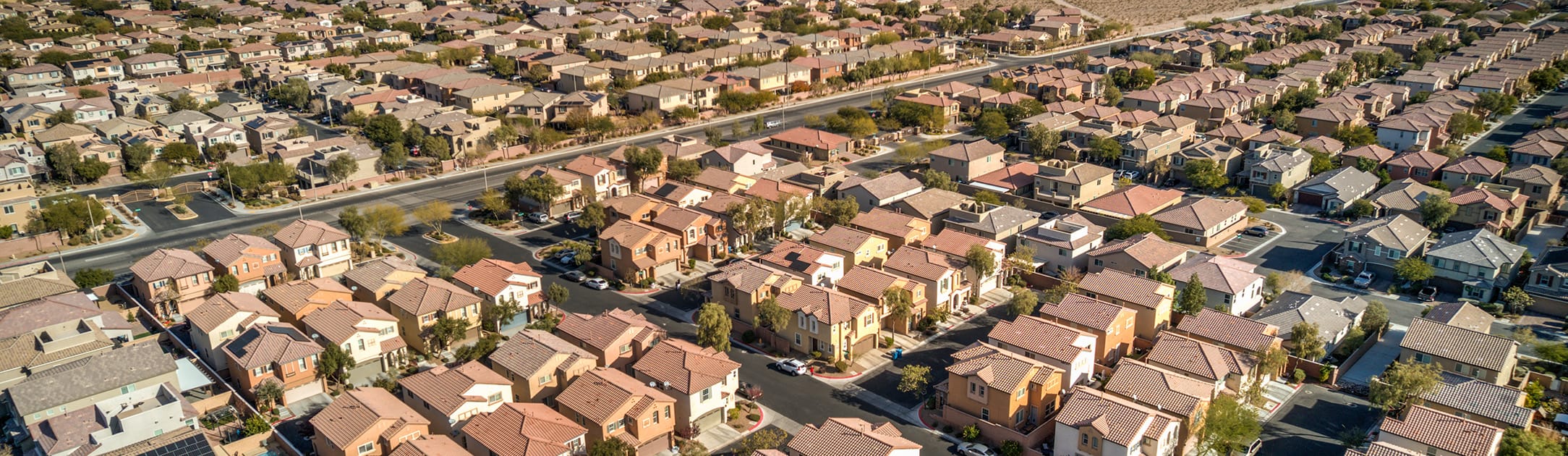 Aerial view of a neighborhood.